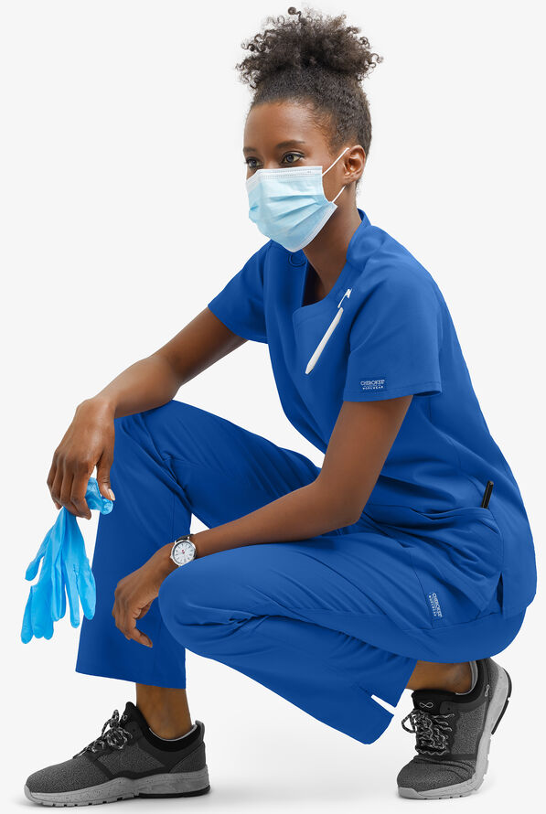 UA Exclusive Cherokee Workwear Professionals Active Women's 5-Pocket STRETCH Tapered Leg Scrub Pants - Royal - 5