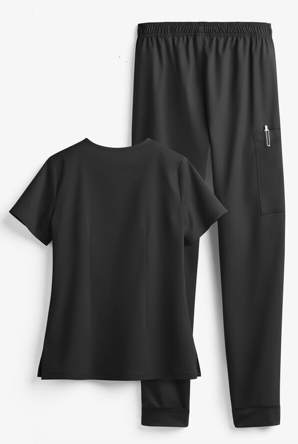 Tafford Active STRETCH Women's 5-Pocket Jogger Scrub Set - Onyx Black - 2
