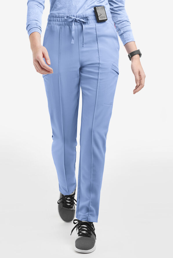 Movement by Butter-Soft Capricorn Women’s 7-Pocket Skinny Pintuck Scrub Pants - Ceil Blue - 1