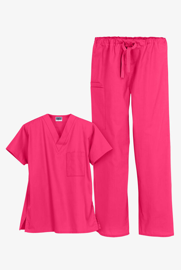 Strictly Scrubs Unisex Scrub Set - Fuchsia - 1
