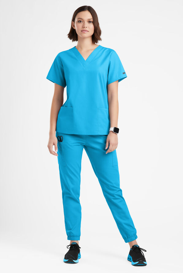 Butter-Soft Originals Women's 2-Pocket V-Neck Scrub Top - Turquoise - 2
