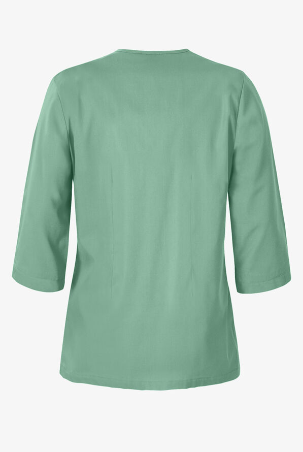 Butter-Soft STRETCH Women's 4-Pocket 3/4" Sleeve Round Neck Scrub Top - Water Mint - 4