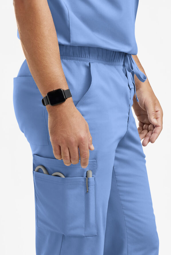 Butter-Soft Originals Men's 9-Pocket Straight Leg Cargo Scrub Pants - Ceil Blue - 2