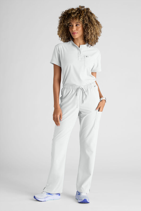 Easy STRETCH Eden Women's 4-Pocket Drawstring Scrub Pants - Petite - White - 8