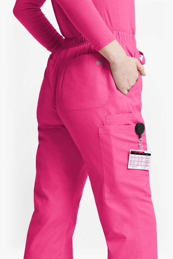 Pantalón médico Butter-Soft Originals de tiro medio con piernas acampanadas y 6 bolsillos para mujer - Fuchsia - 3