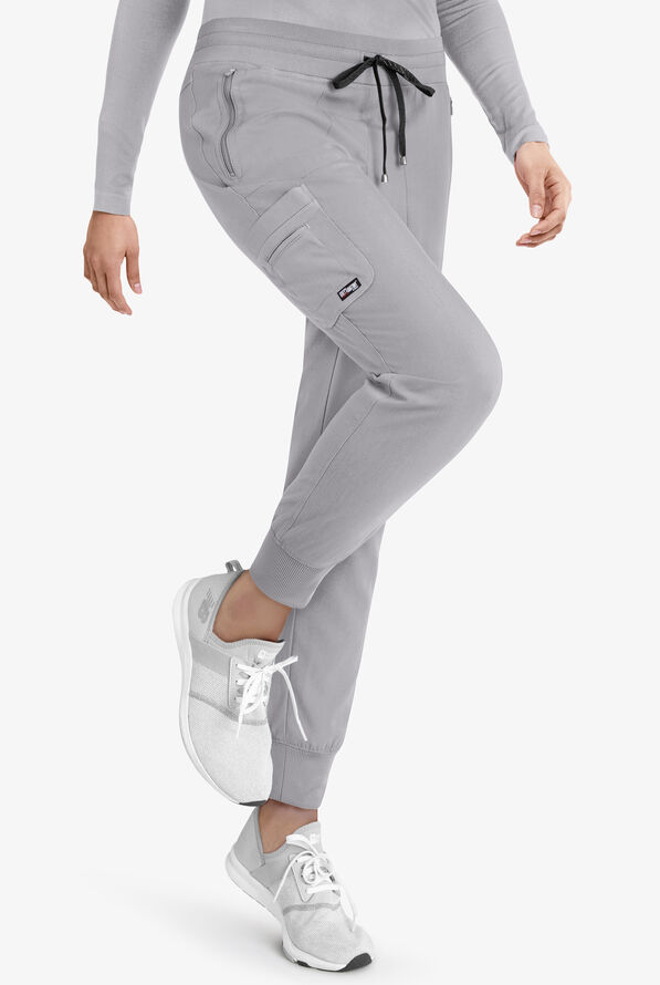 Grey's Anatomy by Barco Spandex STRETCH Eden Women's 5-Pocket Cargo Jogger Scrub Pants - Petite - Moonstruck - 4