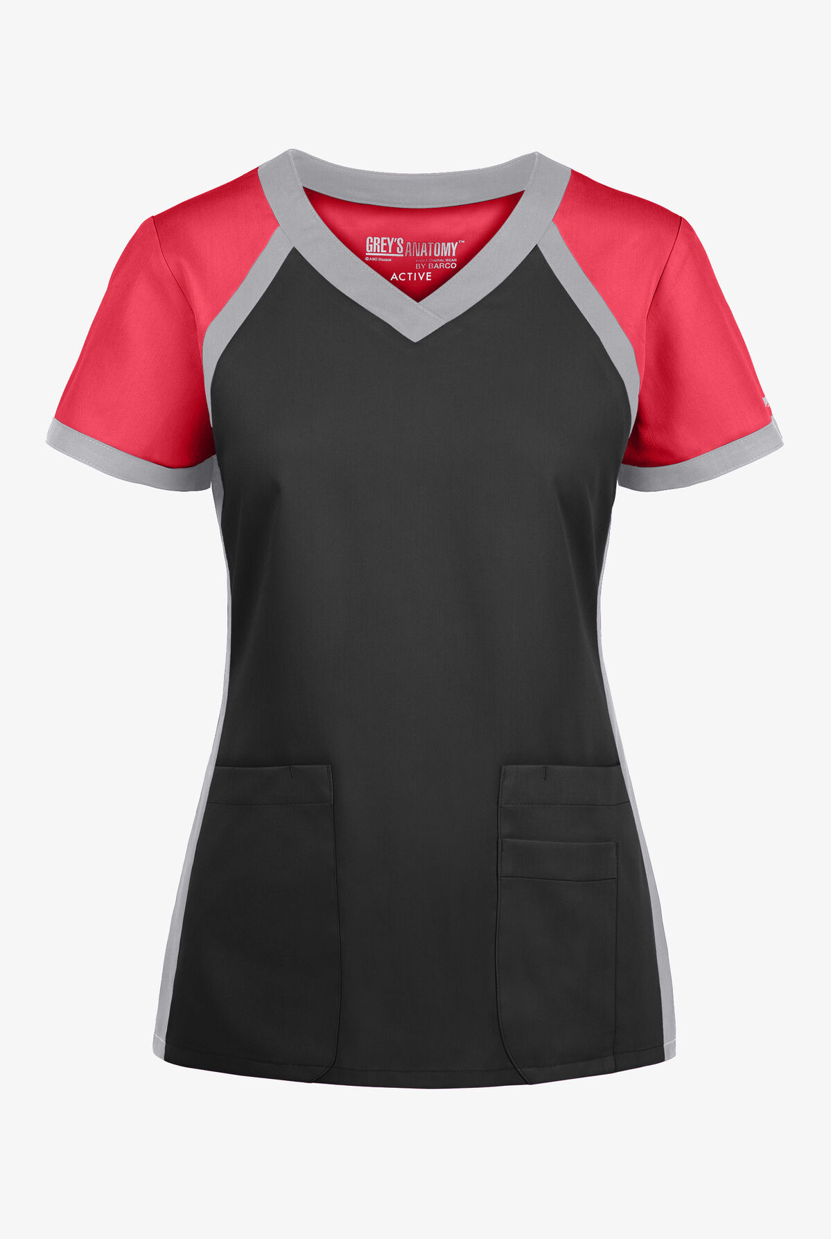 Blusa médica Grey's Anatomy Spandex Stretch con bloques de color