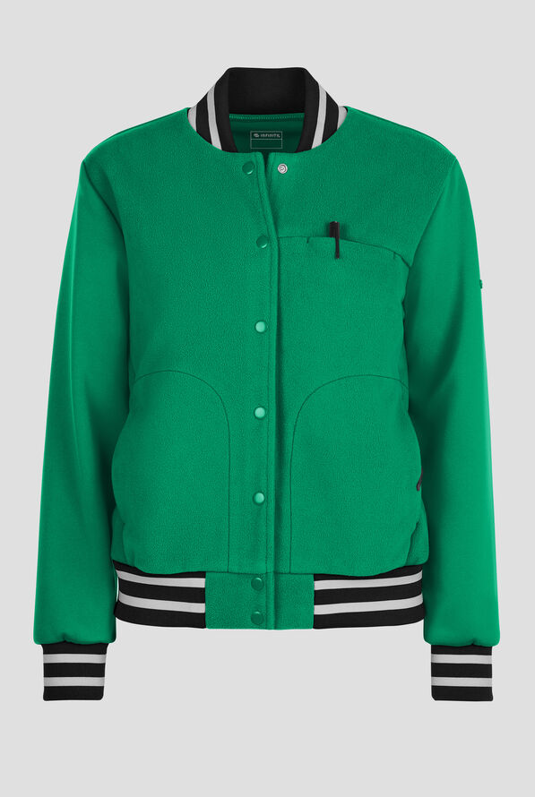 Infinity PURSUIT Women's 3-Pocket STRETCH Sports Bomber Scrub Jacket - Retro Green - 1
