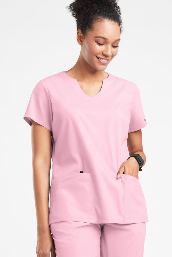 Butter-Soft Originals Women's 6-Pocket Scallop Neck Scrub Top - Blush - 2