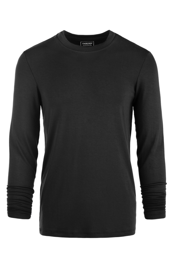 Cherokee Workwear Professionals Men's STRETCH Long Sleeve Knit Underscrub - Black - 1
