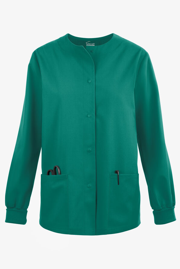 Butter-Soft Originals Women's 3-Pocket Warm-up Scrub Jacket - Hunter - 1