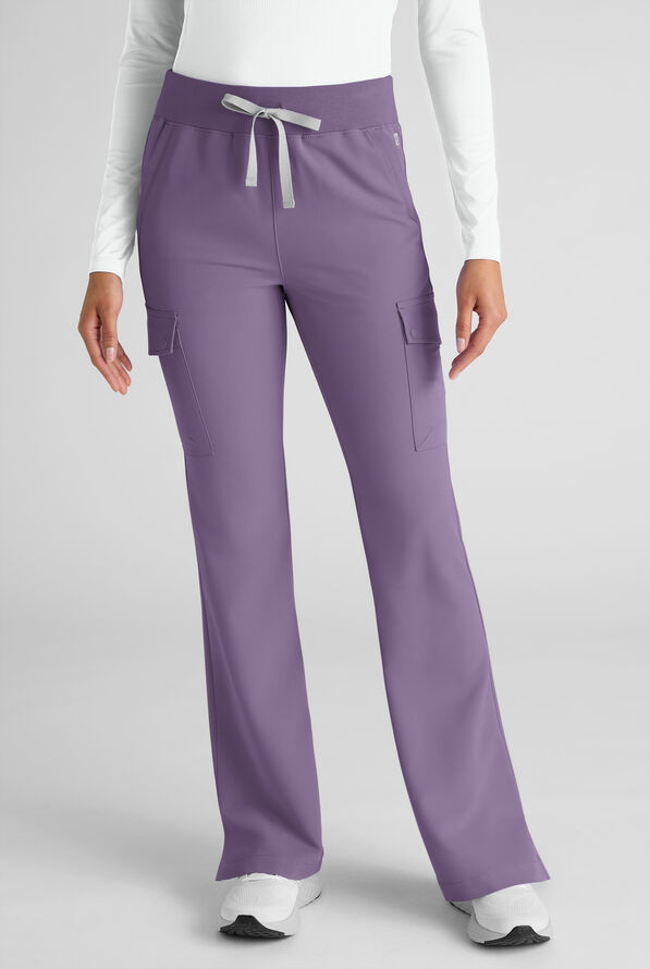 Pantalón médico ReSurge Avon estilo cargo con piernas acampanadas y 7 bolsillos para mujer - Purple Dusk - 1