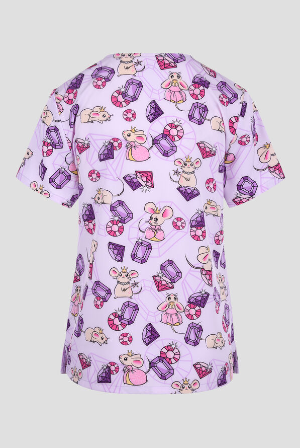 Blusa médica estampada Cherokee Princess Mouse STRETCH con cuello en V y 2 bolsillos para mujer - null - 2