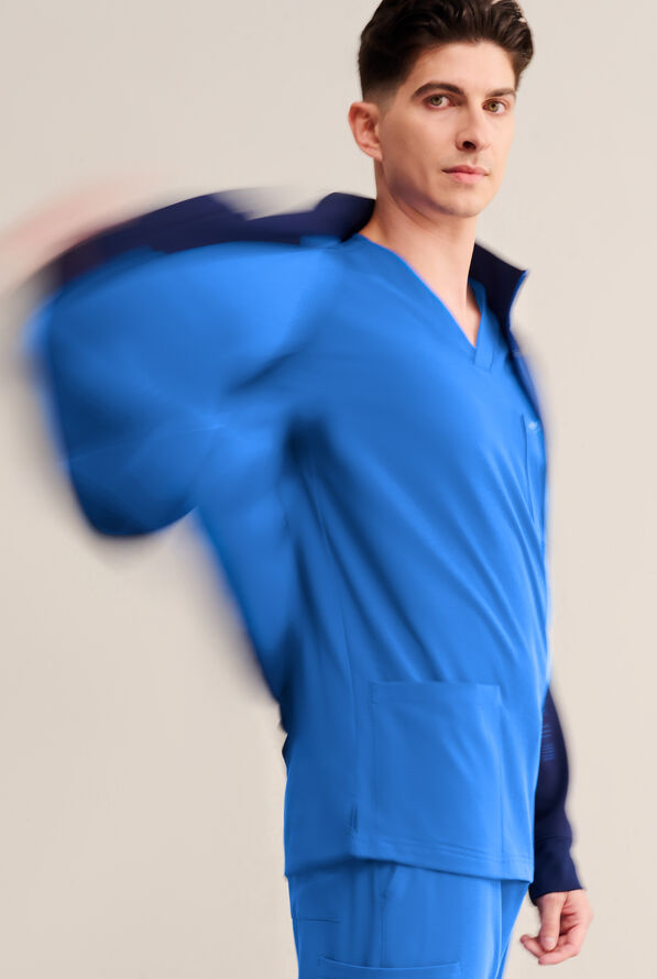 Camisa m&eacute;dica Hypothesis S-R Shift Ready con cuello en V y 4 bolsillos para hombre - Caribbean Blue - 6