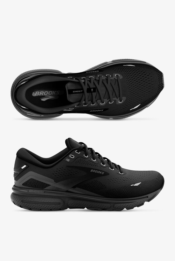 Brooks Women's Ghost 15 Black Athletic Lace Up Nursing Shoes, Nursing