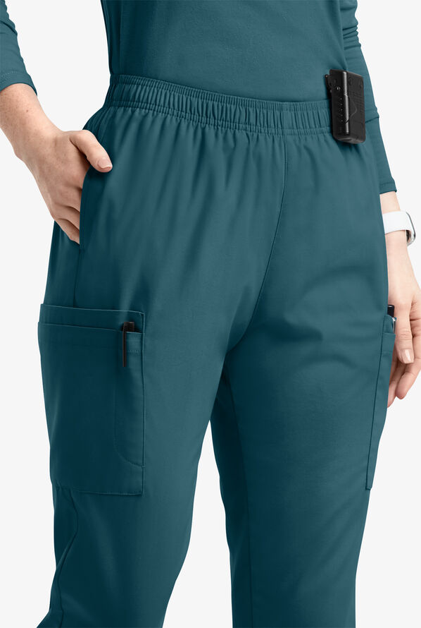 Butter-Soft Originals Women's 7-Pocket Tapered Jogger Cargo Scrub Pants - Caribbean Blue - 2