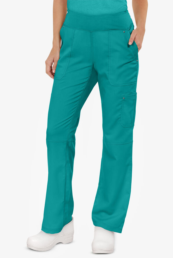 Healing Hands Purple Label Tori Women's 5-Pocket STRETCH Yoga Scrub Pants - Tall - Teal - 1