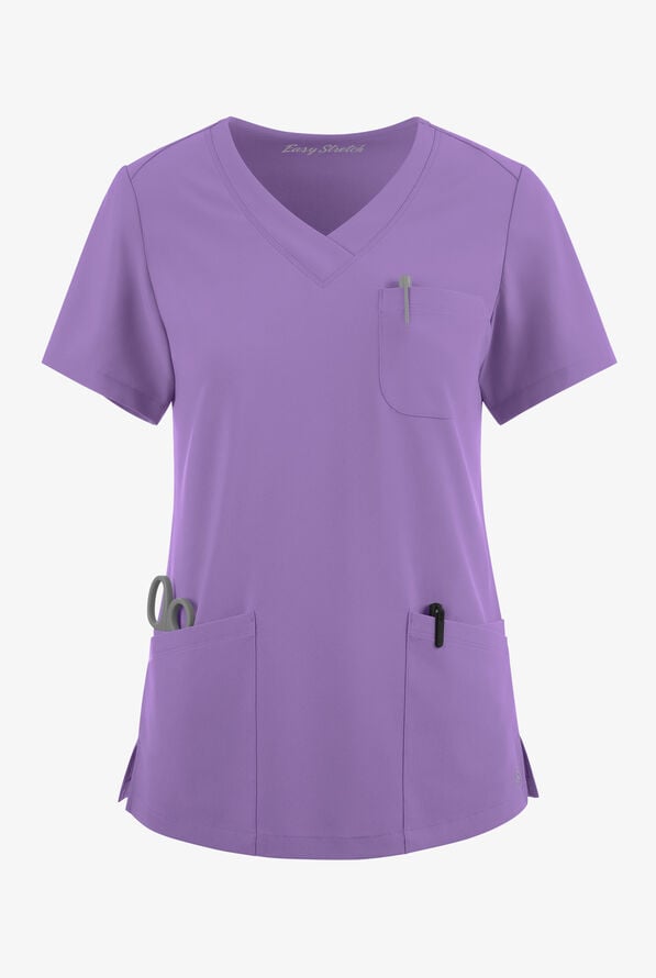 Easy STRETCH Tessa Women's 5-Pocket V-Neck Scrub Top - Ultraviolet Light - 1