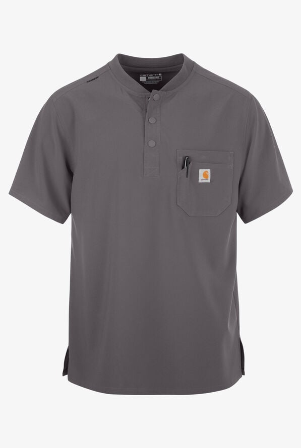 Camisa m&eacute;dica Carhartt Cross-Flex STRETCH estilo Henley con cuello y 3 bolsillos para hombre - Pewter - 1