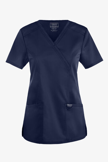 Cherokee Workwear Revolution Women's 2-Pocket STRETCH Mock Wrap Scrub Top