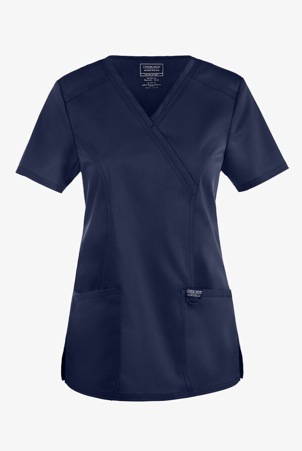 Blusa médica Cherokee Workwear Revolution estilo cruzado con 2 bolsillos para mujer - Navy - 1