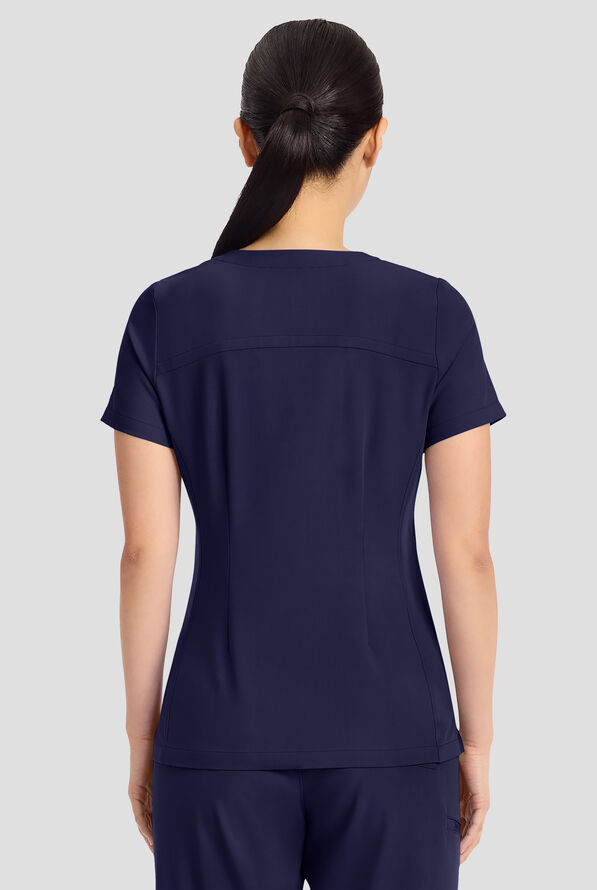 Blusa m&eacute;dica Healing Hands Quest Briana STRETCH con 3 bolsillos y cuello en Y para mujer - Navy - 4