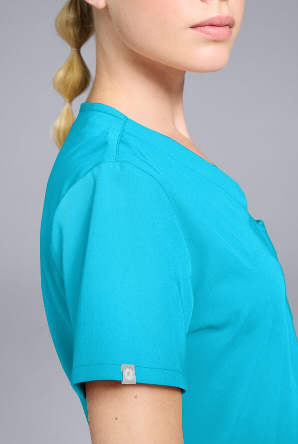 Hypothesis Women's Base V-Neck Tuck-In Scrub Top - Turquoise - 4