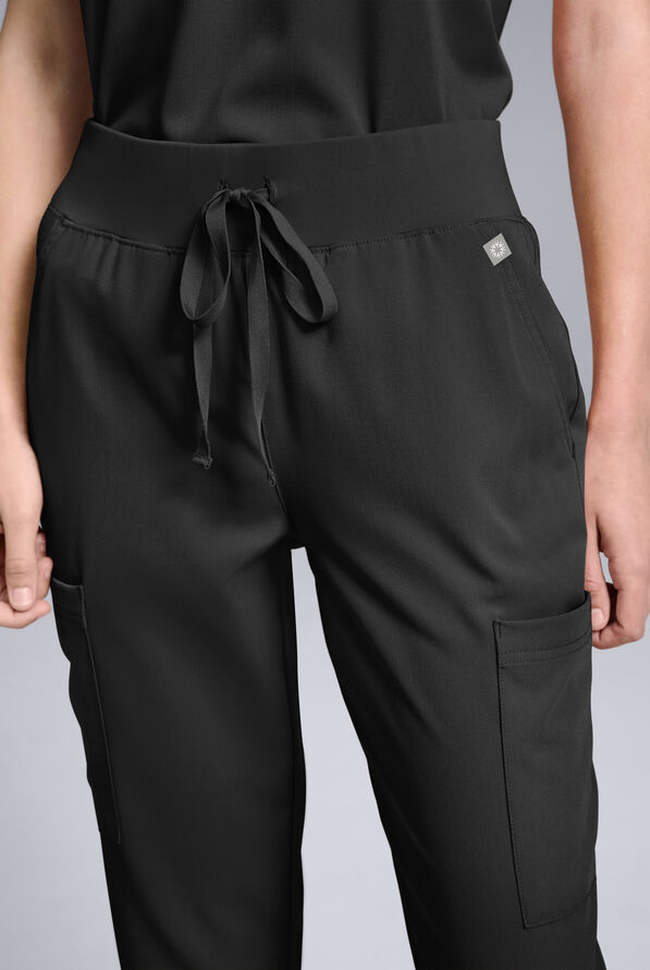 Hypothesis Women's Base 7-Pocket Straight Leg Cargo Scrub Pant - Tall - Jet Black - 4