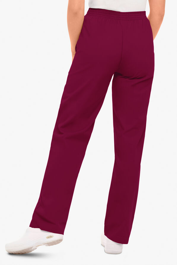 Landau Women's Relaxed Fit Scrub Pants - Wine - 2