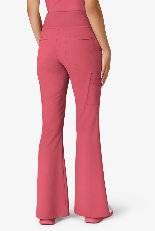 Pantalón médico WonderWink Renew STRETCH estilo cargo yoga con piernas acampanadas y 7 bolsillos para mujer - Ruby - 3
