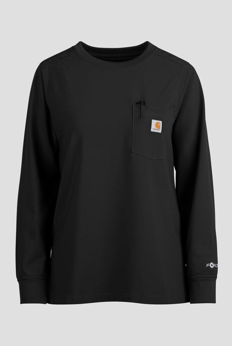 Carhartt Cross-Flex Force Women's 1-Pocket STRETCH Knit Trim Long Sleeve Crew Neck Scrub Top