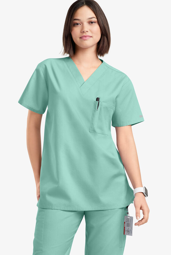 Blusa médica unisx Butter-Soft Originals con cuello en V y 2 bolsillos - Water Mint - 2