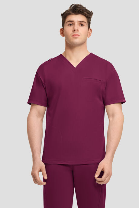 Cherokee Achieve Men's 3-Pocket STRETCH Relaxed V-Neck Knit Scrub Top