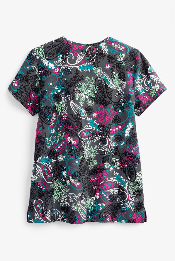 Dickies EDS Pretty Paisley Women's 2-Pocket V-Neck Print Scrub Top - null - 2