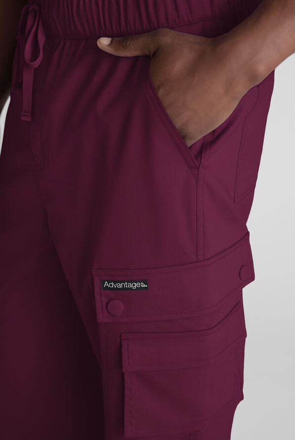 Advantage STRETCH Men's 10-Pocket Cargo Scrub Pant - Wine - 2