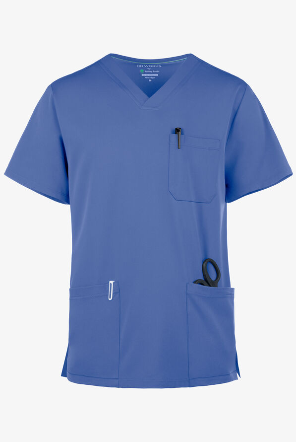 HH Works by Healing Hands Men's Matthew Scrub Top, Stretch Scrubs