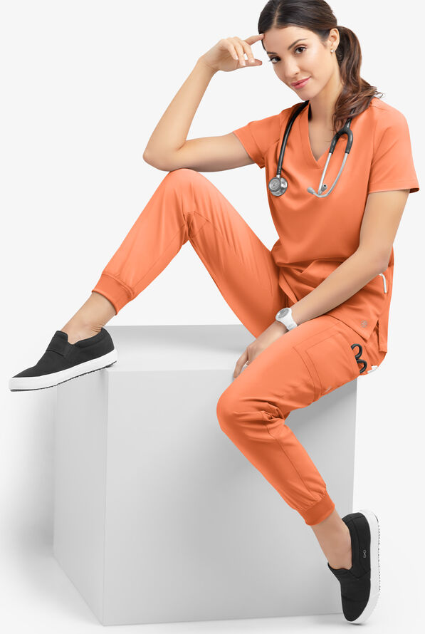 Pantalón médico Easy STRETCH Mila estilo jogger con 5 bolsillos para mujer - Coral Haze - 2