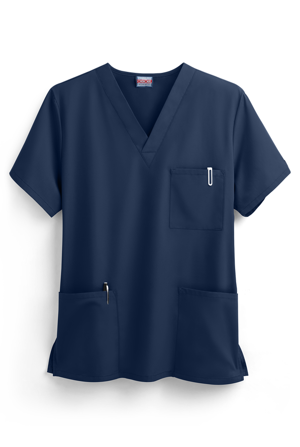 Blusa m&eacute;dica unisex Cherokee Workwear con 3 bolsillos y cuello en V - Navy - 1