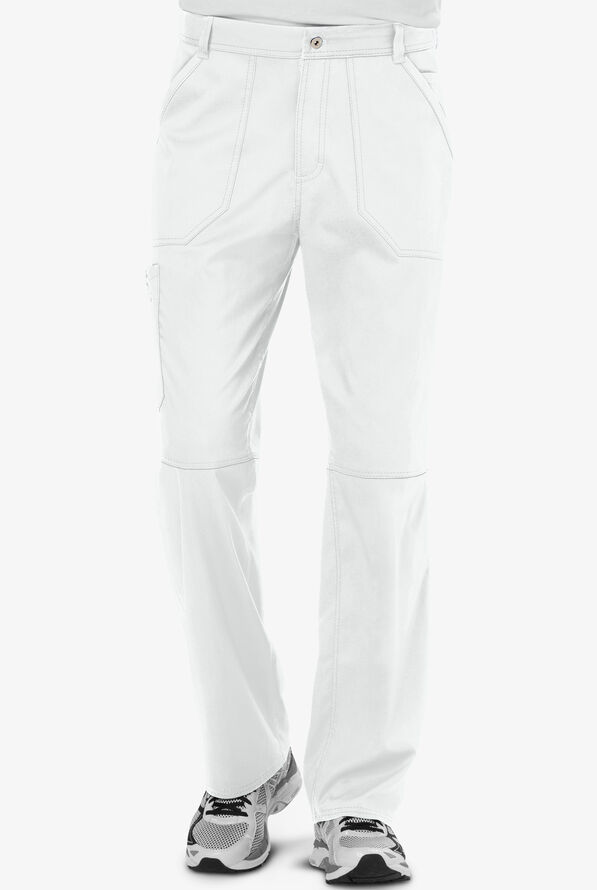 Cherokee Workwear Revolution Men's 7-Pocket STRETCH Cargo Scrub Pants - White - 1