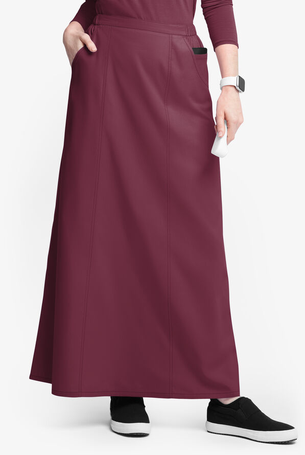 Falda médica estilo acampanada Butter-Soft Originals al tobillo con 4 bolsillos para mujer - Wine - 1