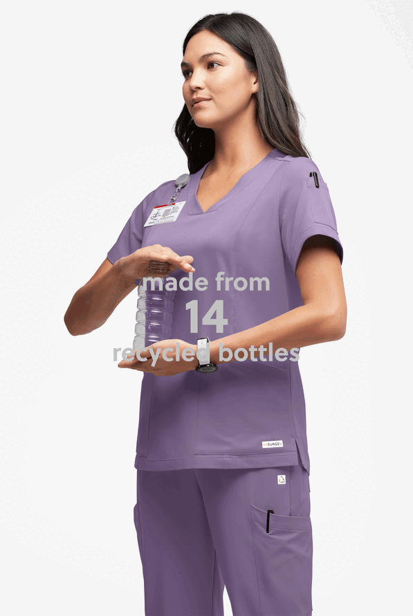 Blusa médica ReSurge Ruby con cuello en V y 5 bolsillos para mujer - Purple Dusk - 5