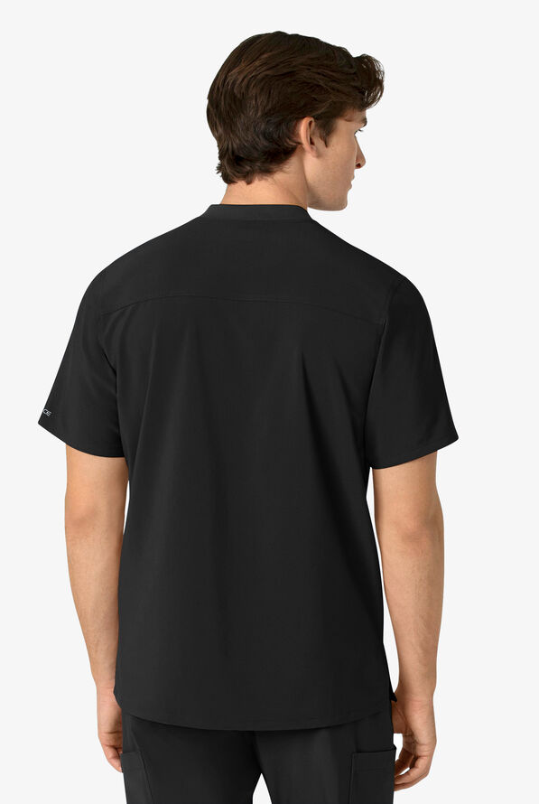 Carhartt Cross-Flex Men's 3-Pocket STRETCH Zip Pocket Henley Banded Collar Scrub Top - Black - 4