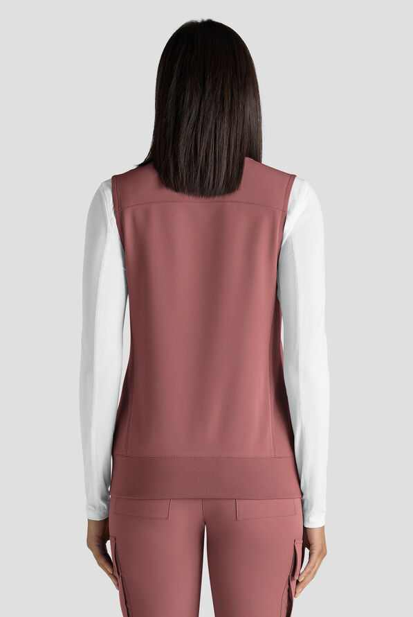 ReSurge Ebro Women's 6-Pocket Zip Front Stand Scrub Vest - Soft Chestnut - 6