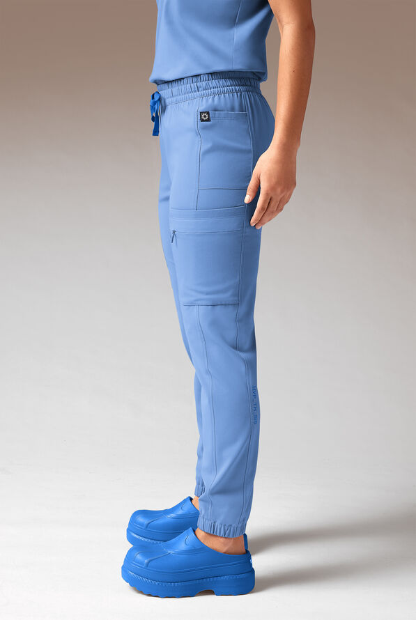 Hypothesis Cache Women’s 6-Pocket Jogger Scrub Pant - Petite - Ceil Blue - 3
