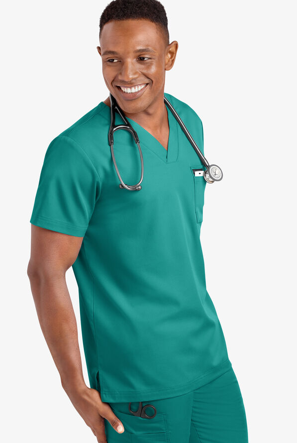 Advantage STRETCH Men's 4-Pocket V-Neck Scrub Top - Teal - 5