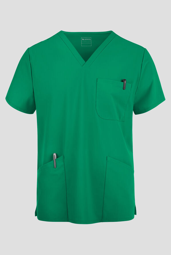 Camisa m&eacute;dica Infinity PURSUIT STRETCH con cuello en V y 3 bolsillos para hombre - Retro Green - 1