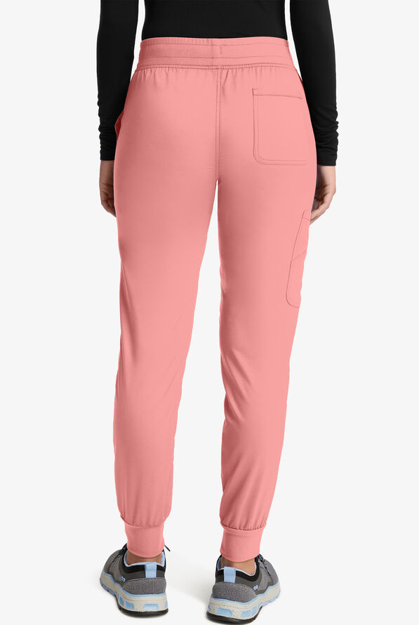 Pantalón médico Cherokee Workwear Revolution STRETCH estilo cargo jogger con 5 bolsillos para mujer - Petite - Pink Essence - 2