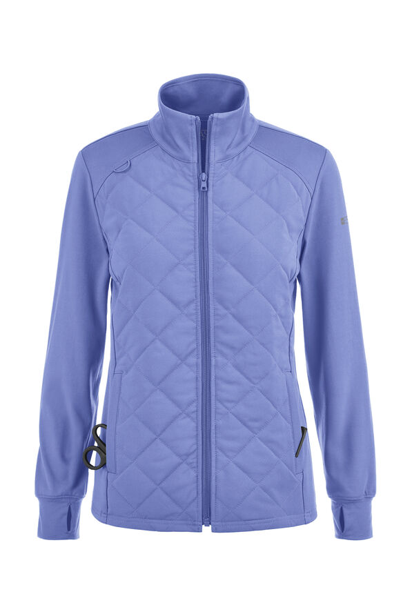 Chaqueta m&eacute;dica acolchada Easy STRETCH Keira con mangas largas y 2 bolsillos para mujer - Ceil Blue - 2