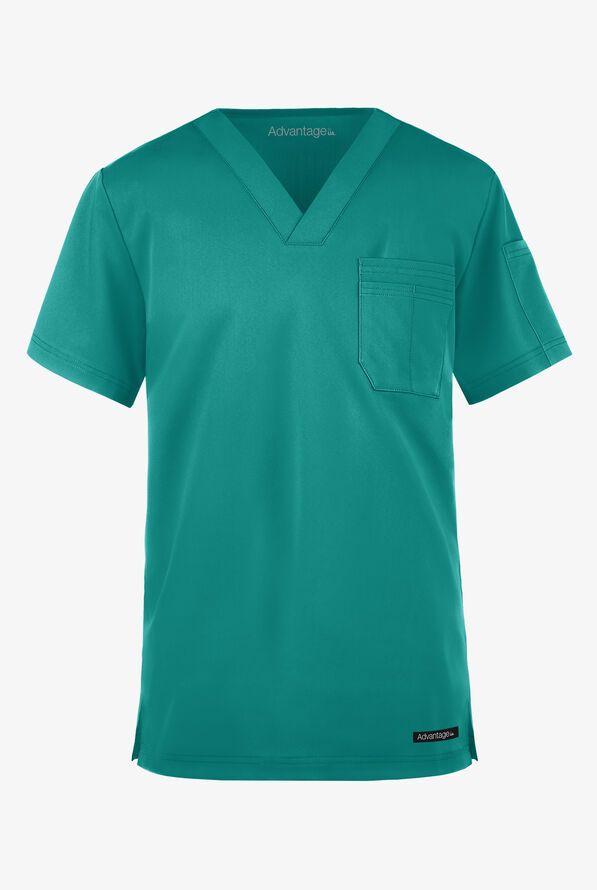 Advantage STRETCH Men's 4-Pocket V-Neck Scrub Top - Teal - 1