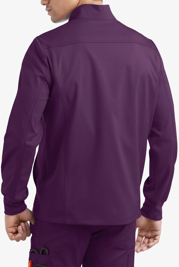 Advantage STRETCH Men's 4-Pocket Zip Front Warm-Up Scrub Jacket - Eggplant - 2